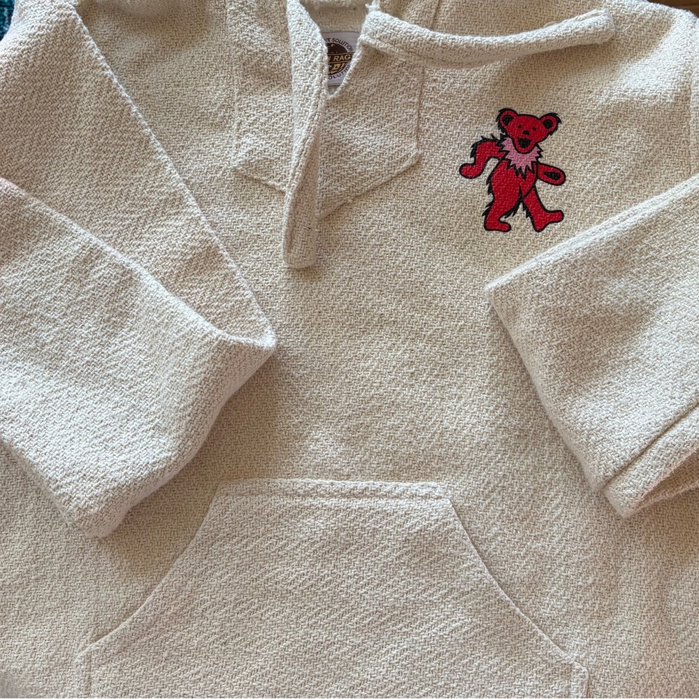 Cream color Grateful Dead Dancing Bears Baja Hoodie sz S